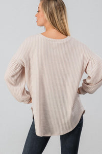 Bishop Sleeve Rib Knit Top