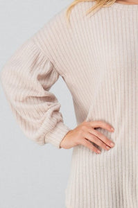 Bishop Sleeve Rib Knit Top