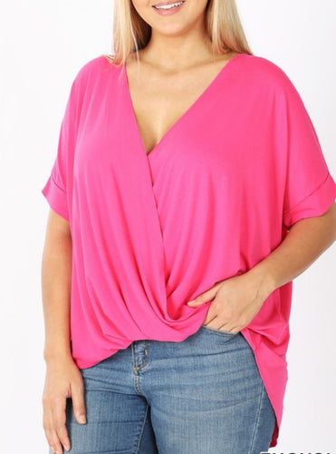 Fuchsia Draped Front Blouse